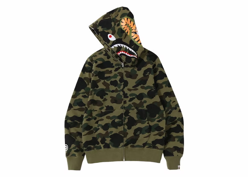 BAPE 1st Camo Shark Full Zip Hoodie - Green