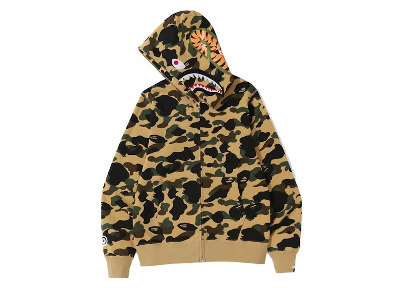 BAPE 1st Camo Shark Full Zip Hoodie - Yellow
