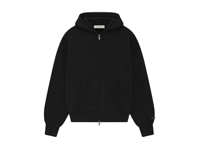 Fear of God Essentials Classic Full Zip-Up Hoodie (SS25) - Jet Black