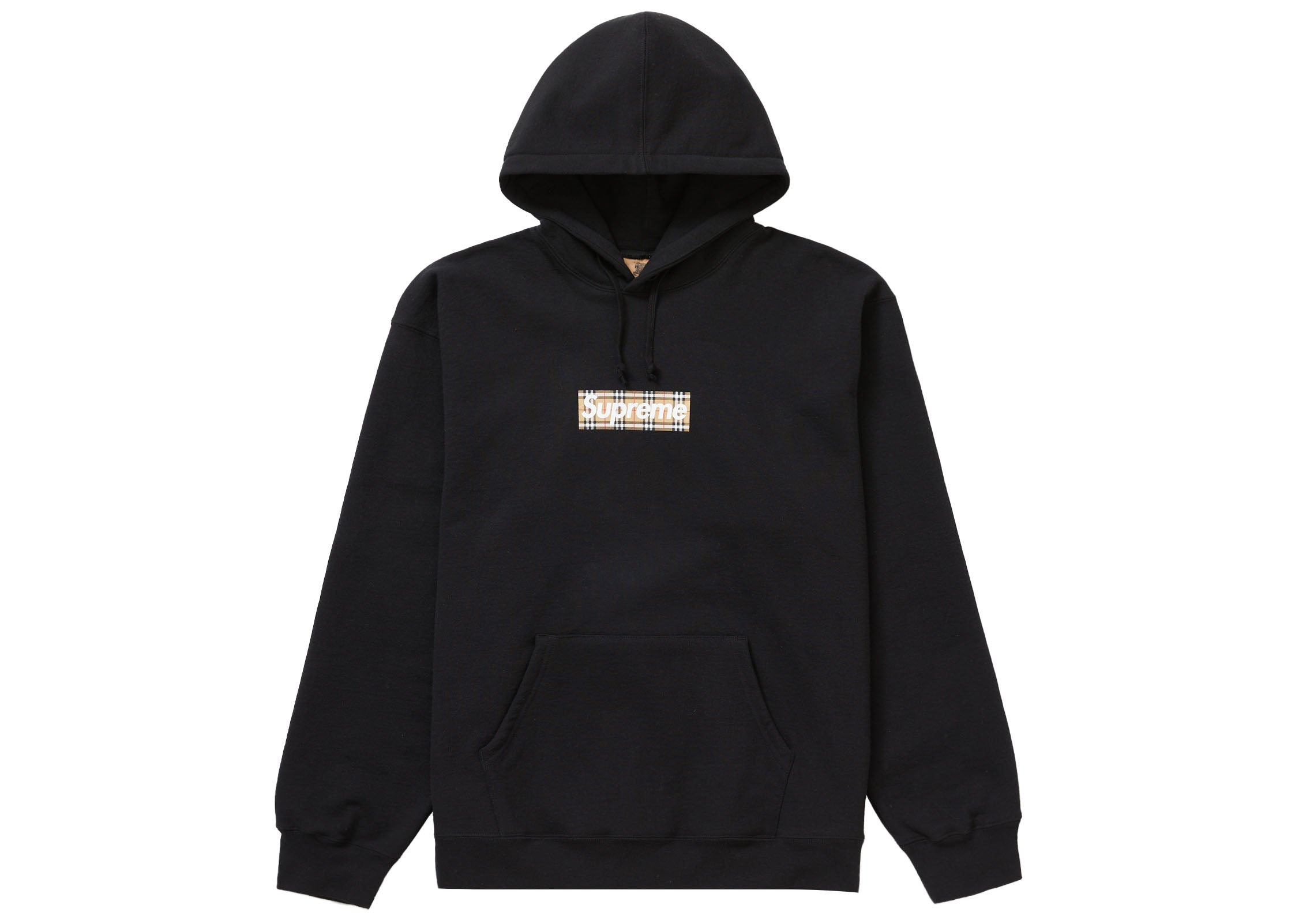 Supreme Burberry Box Logo Hooded Sweatshirt SS22 Black Reborn