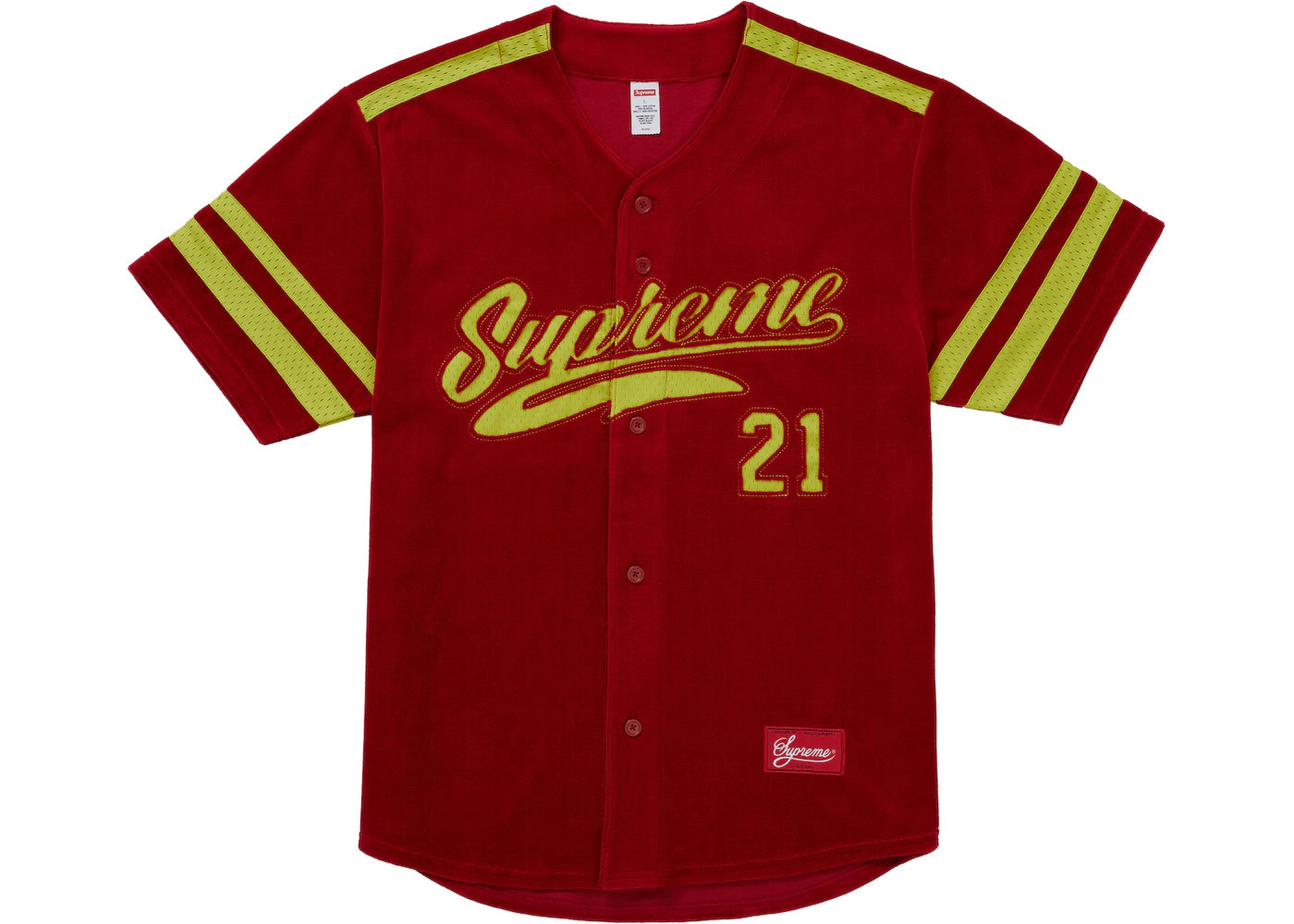 Supreme Velour Baseball Jersey Red Reborn