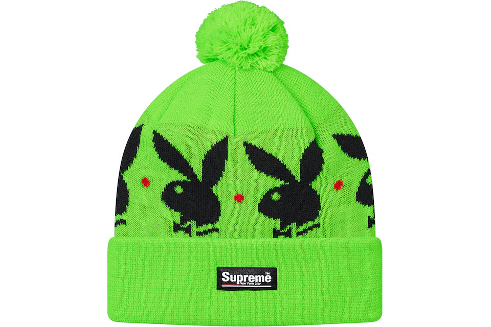 Supreme Playboy Jacquard Beanie (FW17) - Lime