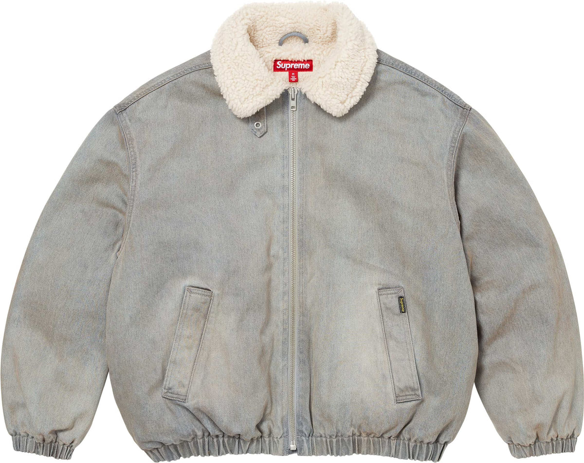 Supreme Faux Shearling Lined Bomber Jacket (FW26) - Washed Grey