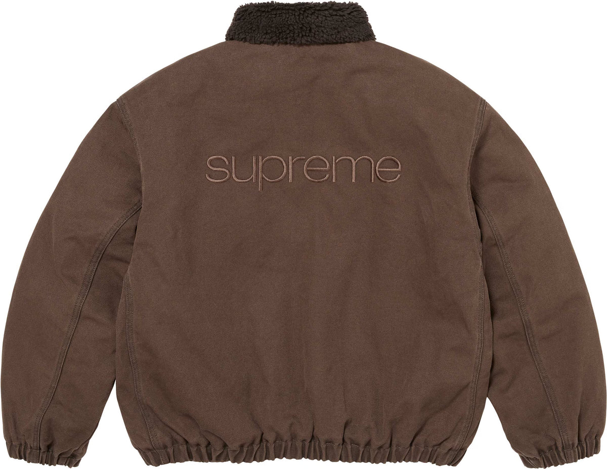 Supreme Faux Shearling Lined Bomber Jacket (FW26) - Brown