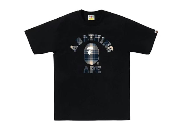 BAPE Check College Tee (FW25) - Black/Blue