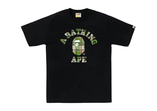 BAPE Check College Tee (FW25) - Black/Green