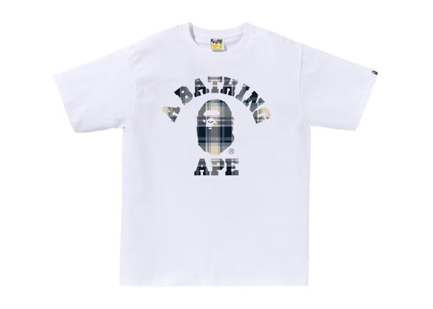 BAPE Check College Tee (FW25) - White/Blue