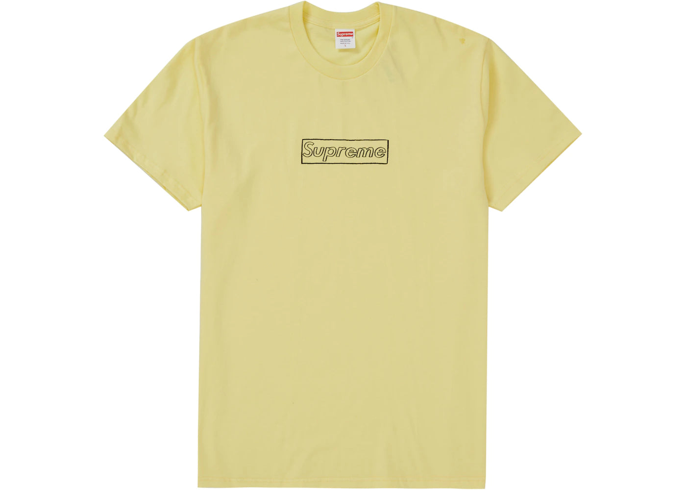 Supreme KAWS Chalk Logo Tee (SS21) - Pale Yellow