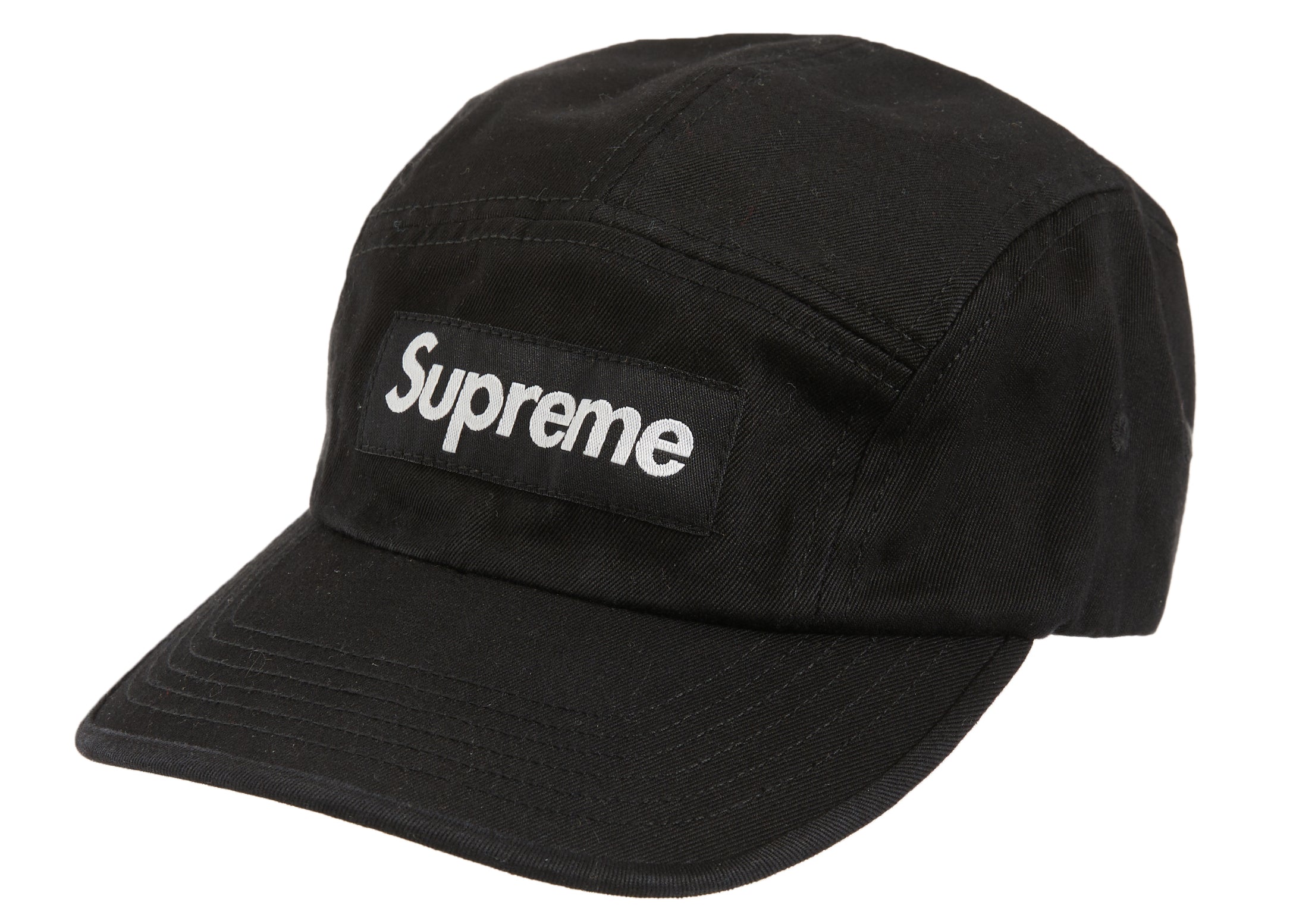 Supreme Washed Chino Twill Camp Cap SS23 Black Reborn