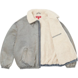 Supreme Faux Shearling Lined Bomber Jacket (FW26) - Washed Grey