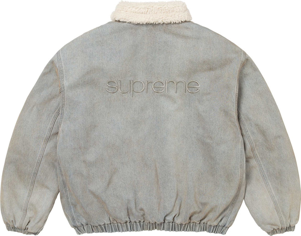 Supreme Faux Shearling Lined Bomber Jacket (FW26) - Washed Grey