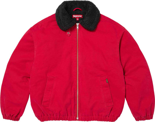 Supreme Faux Shearling Lined Bomber Jacket (FW26) - Red