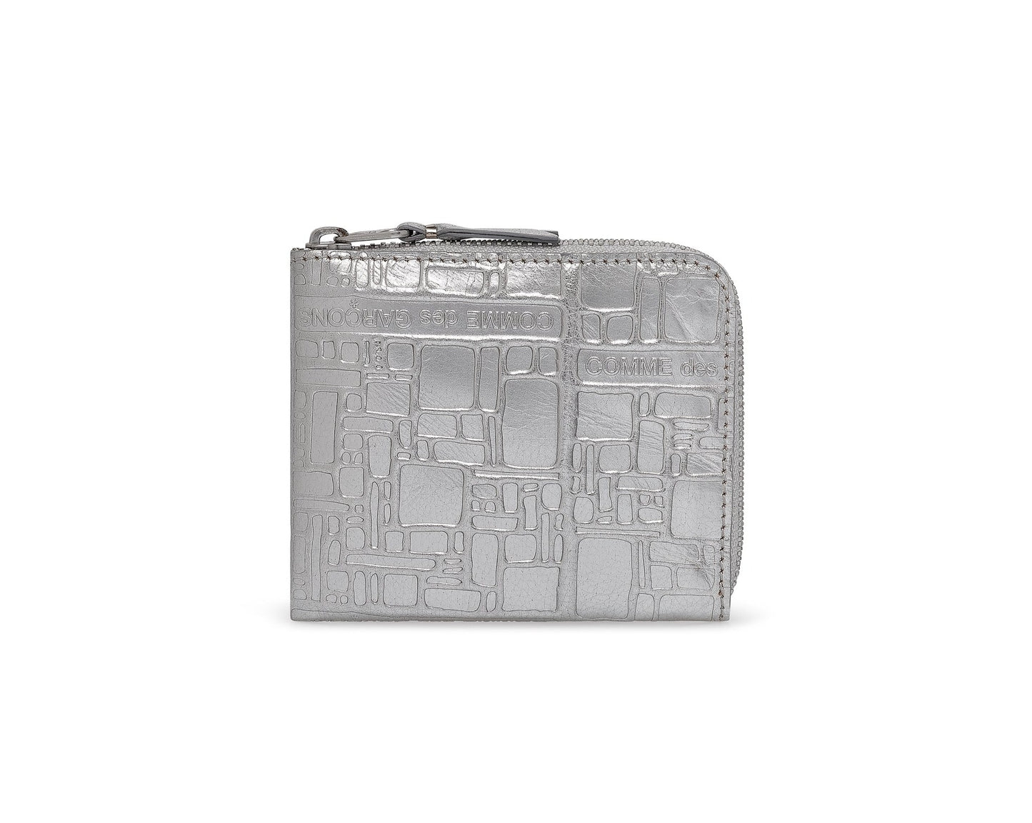 CDG Embossed Logo Full Zip Around Wallet - Silver