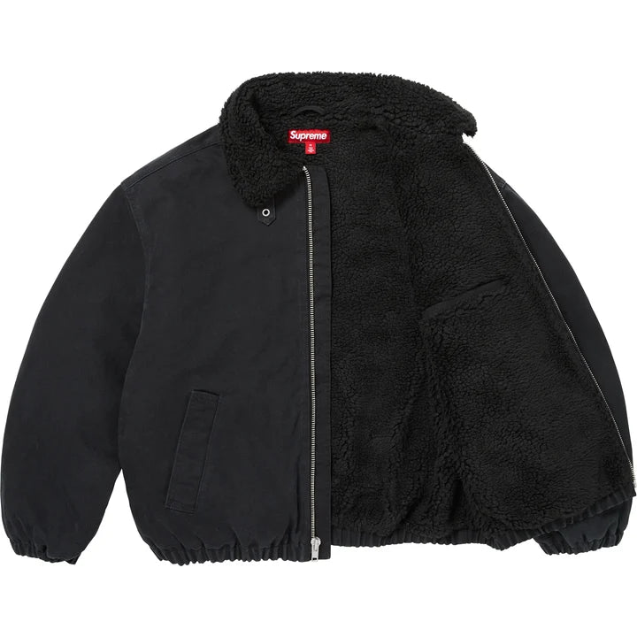 Supreme Faux Shearling Lined Bomber Jacket (FW26) - Black
